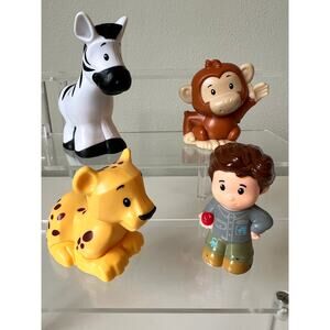Fisher-Price Zebra Cheetah Monkey Animal Keeper Figure Set Go Wild Line